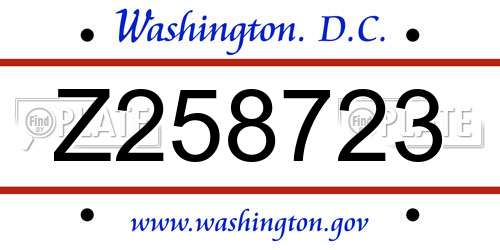 Z258723 District Of Columbia License Plate