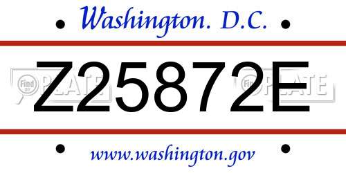 Z25872E District Of Columbia License Plate