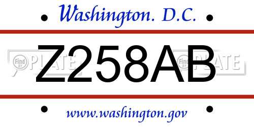 Z258AB District Of Columbia License Plate