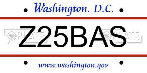 Z25BAS District Of Columbia License Plate