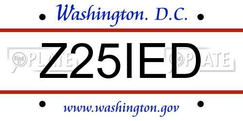 Z25IED District Of Columbia License Plate