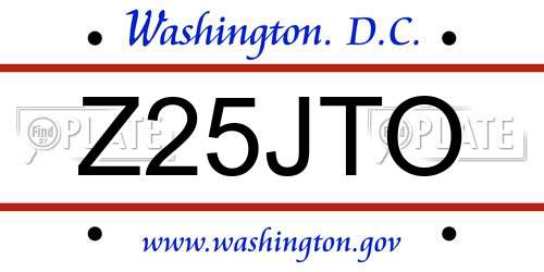 Z25JTO District Of Columbia License Plate