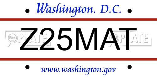 Z25MAT District Of Columbia License Plate