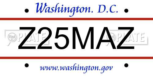 Z25MAZ District Of Columbia License Plate