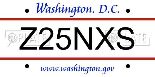 Z25NXS District Of Columbia License Plate