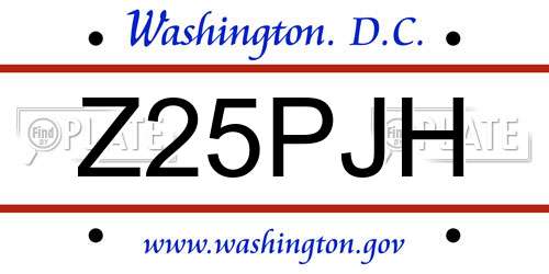 Z25PJH District Of Columbia License Plate