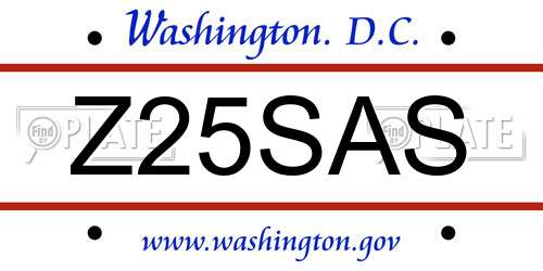 Z25SAS District Of Columbia License Plate
