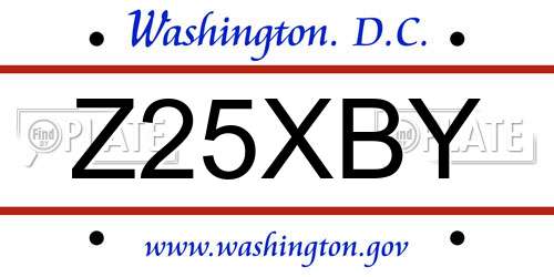 Z25XBY District Of Columbia License Plate