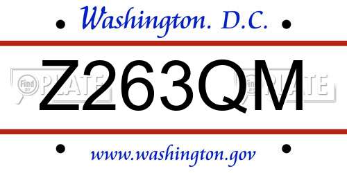 Z263QM District Of Columbia License Plate
