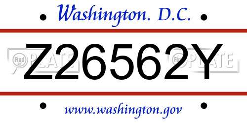 Z26562Y District Of Columbia License Plate