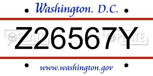 Z26567Y District Of Columbia License Plate