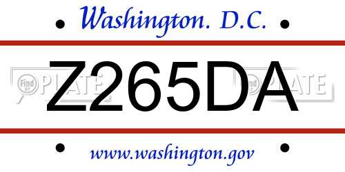 Z265DA District Of Columbia License Plate