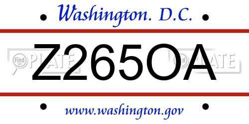 Z265OA District Of Columbia License Plate