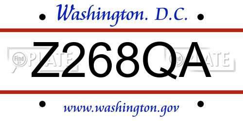 Z268QA District Of Columbia License Plate