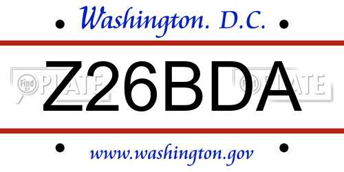 Z26BDA District Of Columbia License Plate