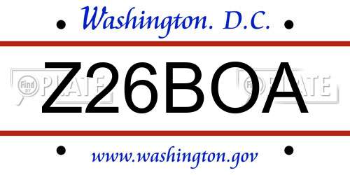 Z26BOA District Of Columbia License Plate