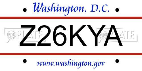 Z26KYA District Of Columbia License Plate