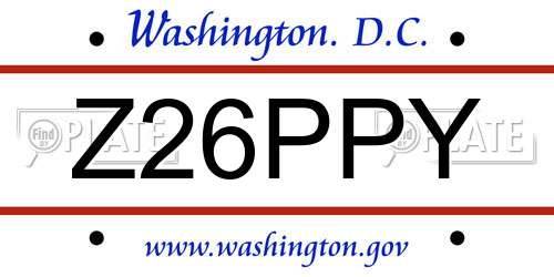 Z26PPY District Of Columbia License Plate