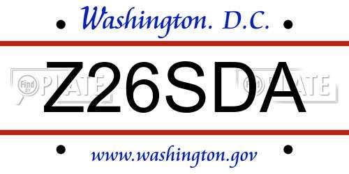 Z26SDA District Of Columbia License Plate