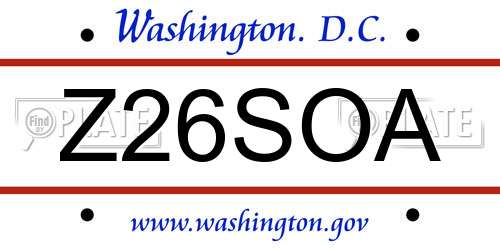 Z26SOA District Of Columbia License Plate