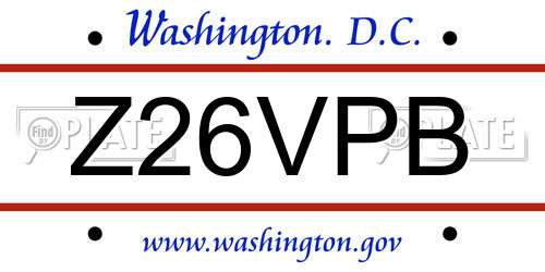 Z26VPB District Of Columbia License Plate