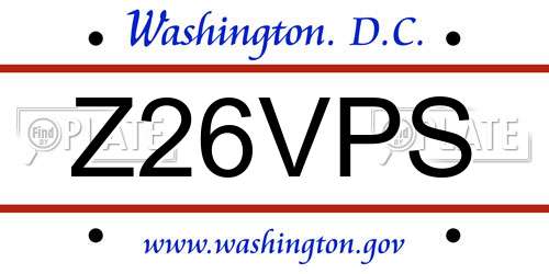 Z26VPS District Of Columbia License Plate