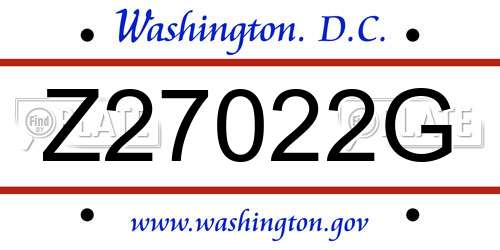 Z27022G District Of Columbia License Plate