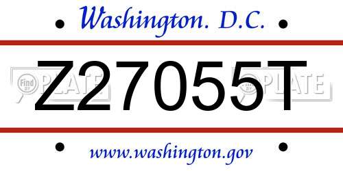 Z27055T District Of Columbia License Plate