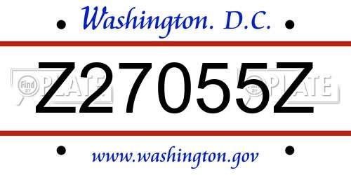 Z27055Z District Of Columbia License Plate