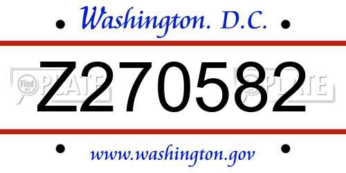 Z270582 District Of Columbia License Plate