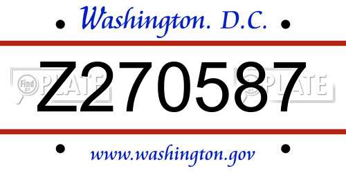 Z270587 District Of Columbia License Plate