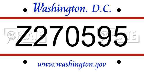 Z270595 District Of Columbia License Plate