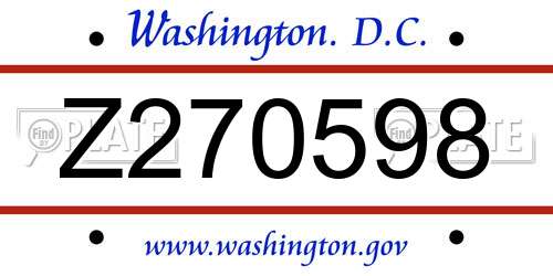 Z270598 District Of Columbia License Plate
