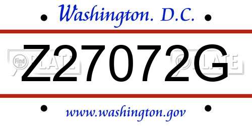 Z27072G District Of Columbia License Plate