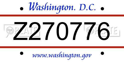 Z270776 District Of Columbia License Plate