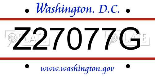 Z27077G District Of Columbia License Plate