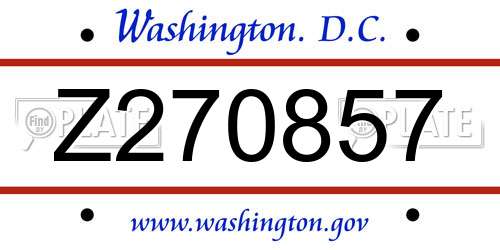 Z270857 District Of Columbia License Plate