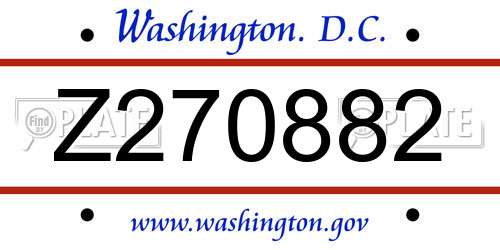 Z270882 District Of Columbia License Plate