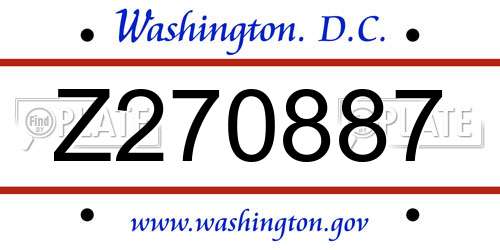 Z270887 District Of Columbia License Plate