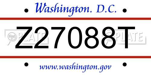 Z27088T District Of Columbia License Plate