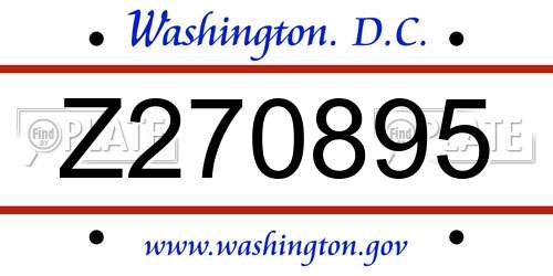 Z270895 District Of Columbia License Plate