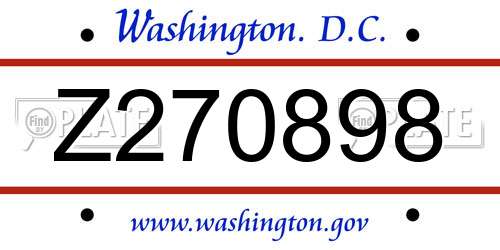 Z270898 District Of Columbia License Plate