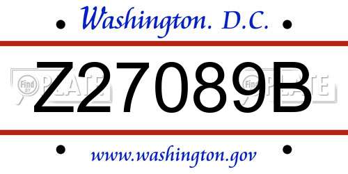 Z27089B District Of Columbia License Plate