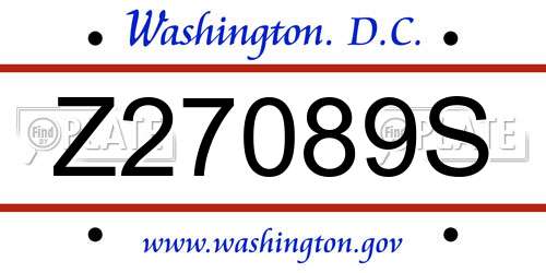 Z27089S District Of Columbia License Plate