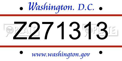 Z271313 District Of Columbia License Plate