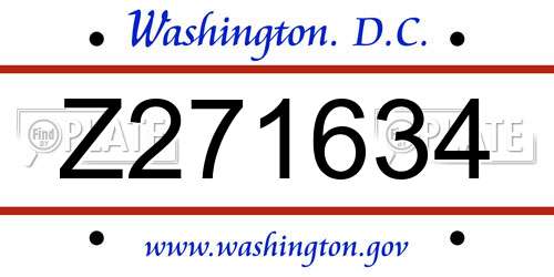 Z271634 District Of Columbia License Plate