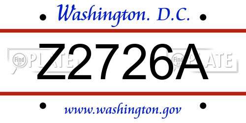 Z2726A District Of Columbia License Plate