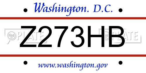 Z273HB District Of Columbia License Plate