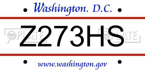 Z273HS District Of Columbia License Plate