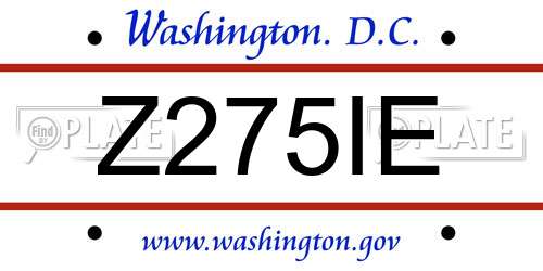 Z275IE District Of Columbia License Plate